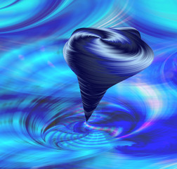 Abstract background with vortex resembling swirling tornado. Blue, white and pink liquid circular background resembling a whirlwind
