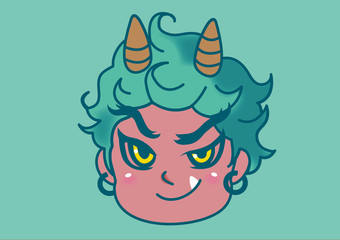 Cute illustration of a red demon
