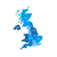 Obraz premium United Kingdom UK Regions Map