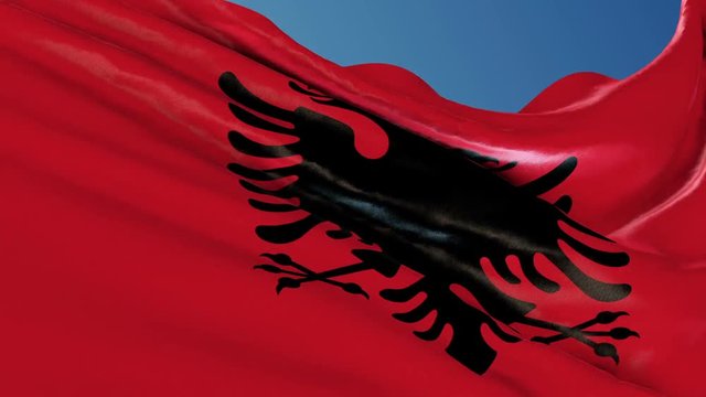 Albania Flag waving. 3d render seamless loop