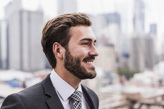 USA, New York City, smiling businessman