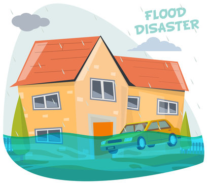 Cartoon flood disaster Stock Vector | Adobe Stock