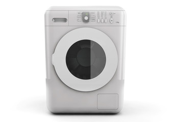 Fototapeta premium Modern Washing Machine on a white background. 3d Rendering