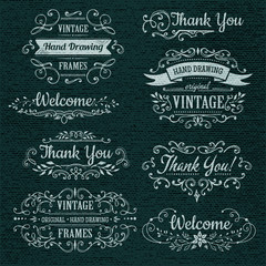 hand-drawing vintage flourishes and frames.