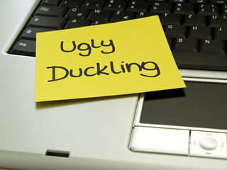 Memo note on notebook, ugly duckling