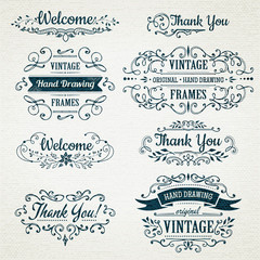 hand-drawing vintage flourishes and frames.