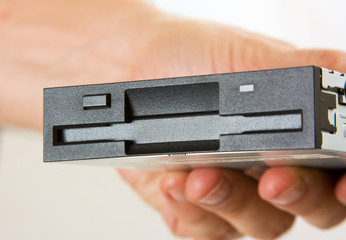 floppy disk drive in hand