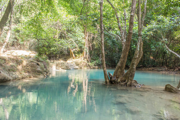 Naklejka premium beautiful green waterfall in thailand