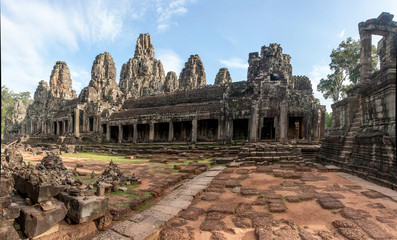 Stone murals and sculptures Bayon Temple Angkor Thom; Cambodia.