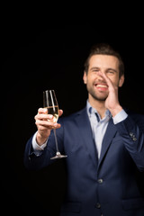 Young man celebrating
