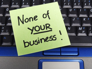 Memo note on notebook, none of your business