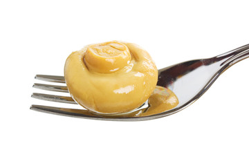 mushroom on a fork