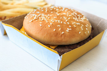 Fast food in it's take out box.