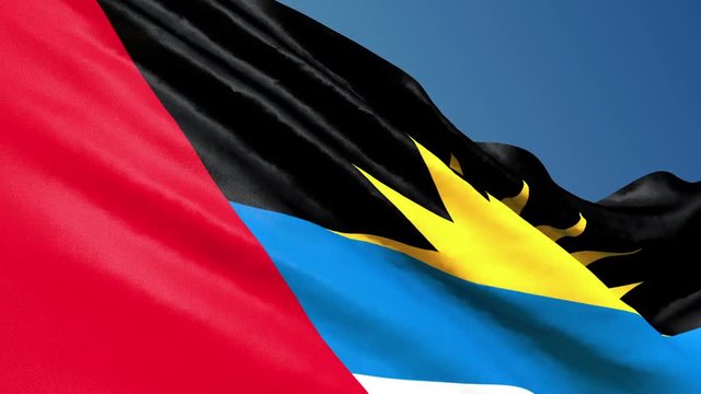 Antigua and Barbuda flag waving. 3d render seamless loop
