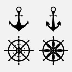  anchor and steering wheel, nautical symbols