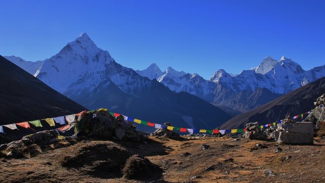 Mount Ama Dablam and prayer flags