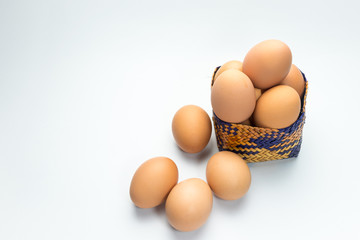 egg in basket on white background