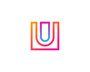 Initial Letter U Line Logo Design Element