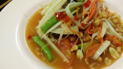 Spicy thailand food papaya salad