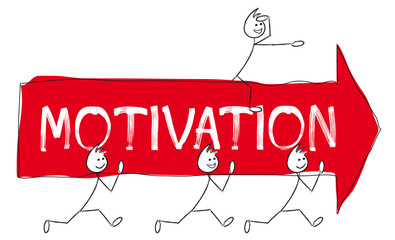 personnages qui portent une flèche avec texte motivation © Baillou