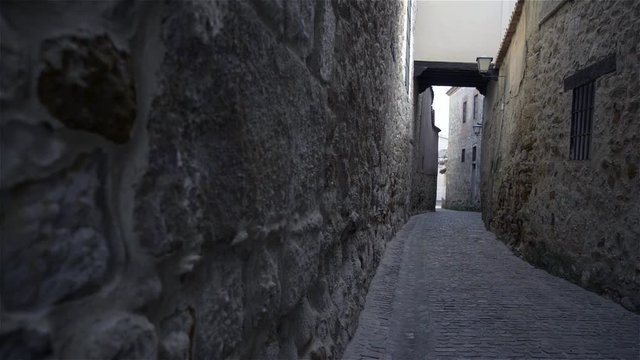 Narrow alley in the historic center of the medieval city of Zamora, Spain