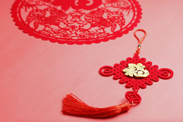Chinese knot on red background