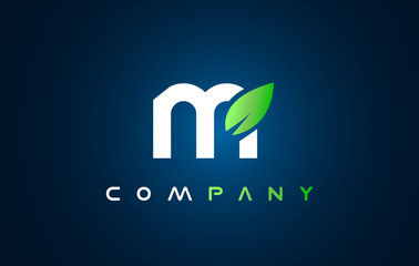Alphabet letter m leaf logo icon design