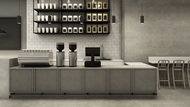 Restaurant & Shop design modern - 3D render