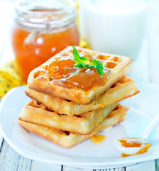 waffles with apricot jam