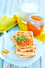 waffles with apricot jam