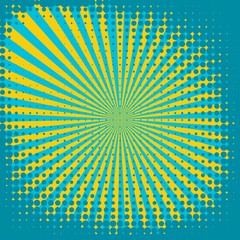 Abstract creative concept vector comic pop art style blank, layout template with clouds beams and isolated dots pattern on background. For sale banner, empty bubble, illustration halftone book design