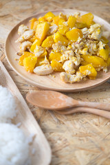 Homemade stir fried pumpkin with egg