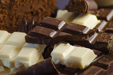 chocolate in range on the black background