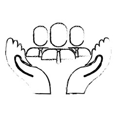 hands and people icon over white background. colorful design. vector illustration