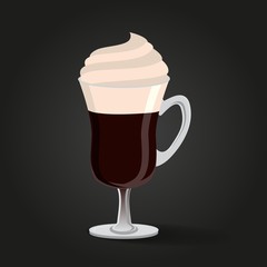 Irish coffee vector illustration on dark background