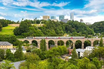 Fotobehang Train bridge in Luxembourg © Sergii Figurnyi