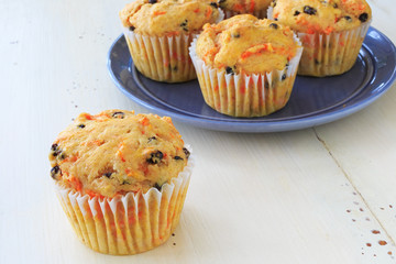Homemade carrot raisin muffins.