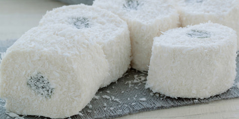 Turkish Delight in a coconut crumb