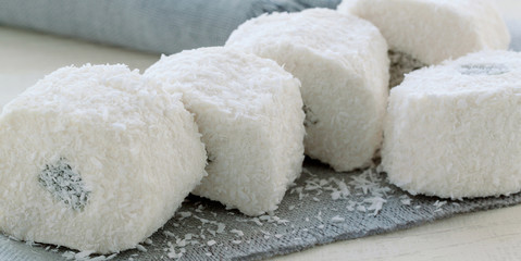 Turkish Delight in a coconut crumb
