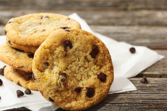 Gluten free Chickpea flour cookies/ Chocolate chip cookies, selective focus