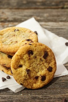 Gluten free Chickpea flour cookies/ Chocolate chip cookies, selective focus