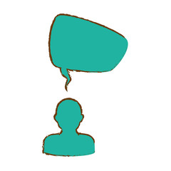 person with speech bubble icon over white background. colorful design. vector illustration