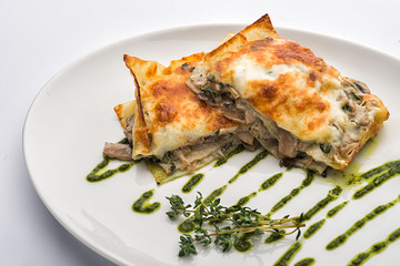 Meat pie on a plate.