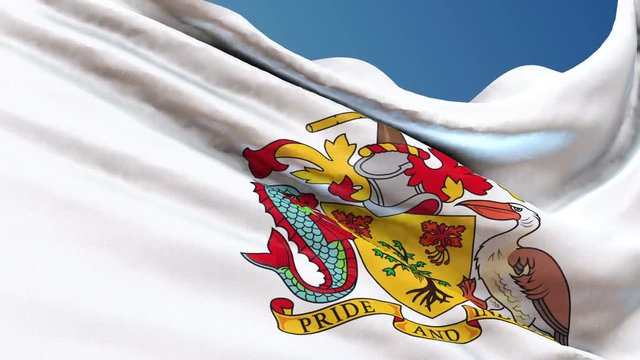 Barbados Coat of Arms Flag Waving. 3d render seamless loop