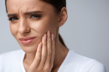 Beautiful Woman Feeling Tooth Pain, Painful Toothache. Health
