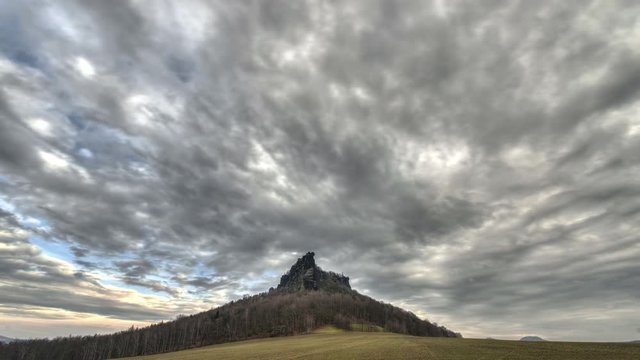 4k UHD Saxon Switzerland Lilienstein Mountain (Germany) surreal clouds time lapse. 11311