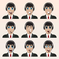 Set of cute operator emoticons.