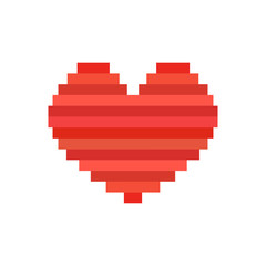 Vector pixel art heart. Symbol of love. Card for Valentine day.