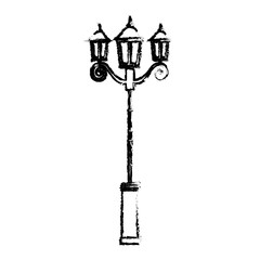 street lamp icon image sketch style vector illustration design 