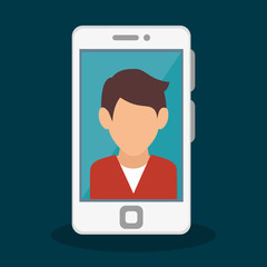 smartphone with person icon vector illustration design